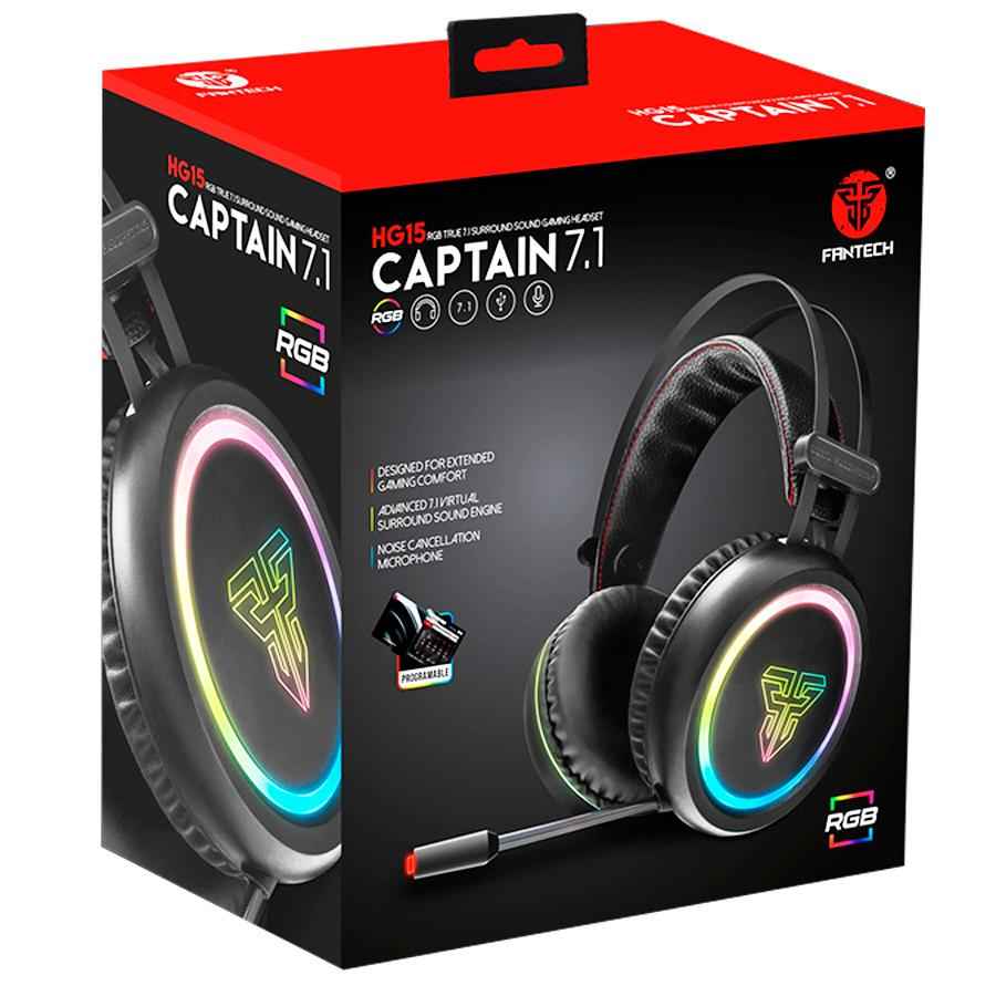 Headset Gamer Captain 7.1 USB RGB Virtual PC Fantech HG15
