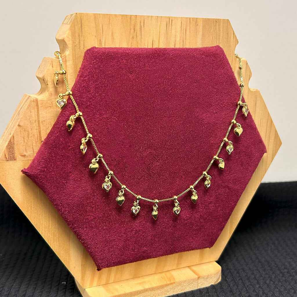 COLAR COLAR 17 CORAÇÕES BANHADO A OURO 18K