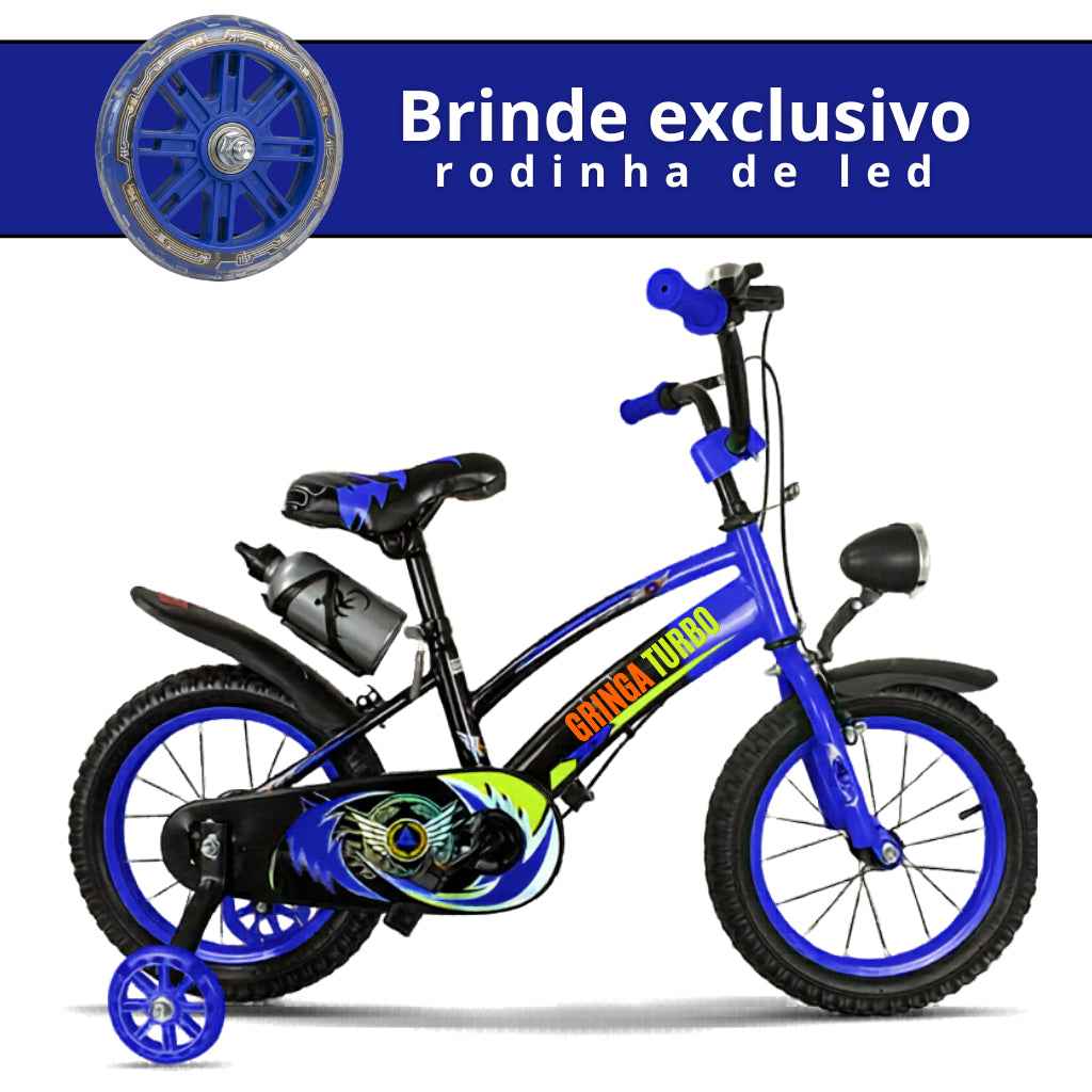 Bicicleta Infantil Aro 20 Old School Azul 9 a 12 Anos LED + Pneu Grosso + Farol
