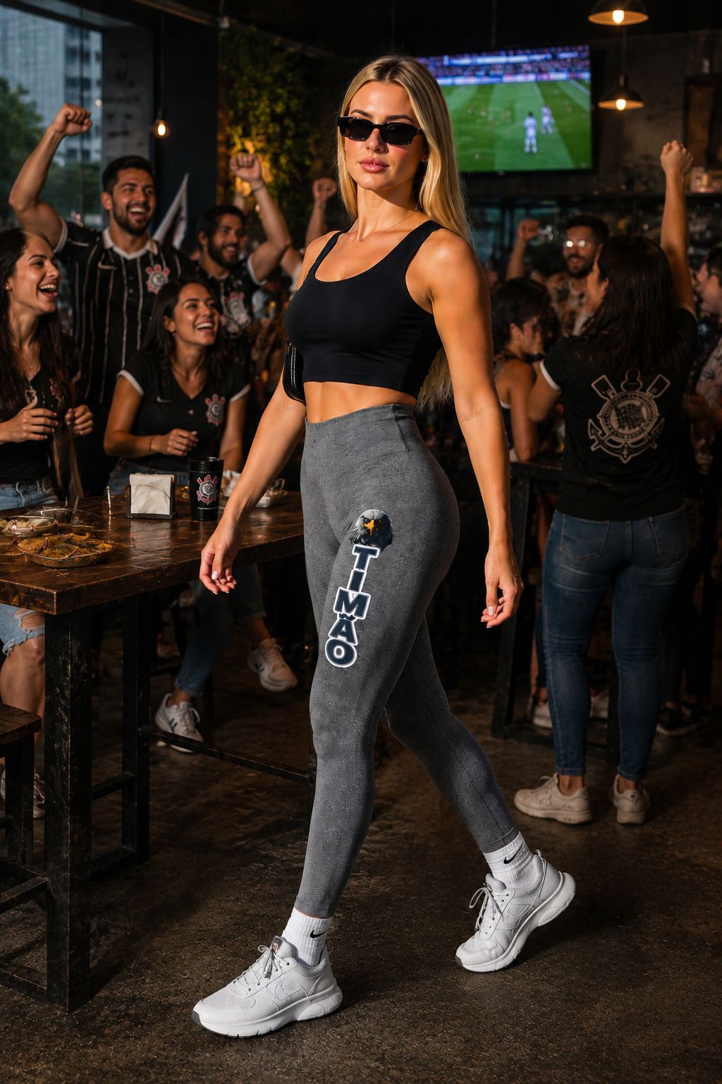 Calça Legging Cintura Alta Cinza Mescla TIMÃO 3D – Suplex e Poliamida | Conforto