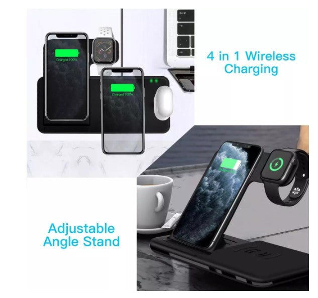Carregador 4em1 Sem Fio Smartphone/Watch/Airpods/Apple