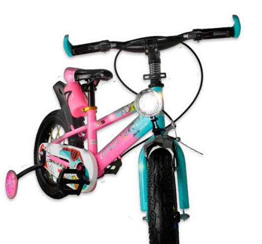 Bicicleta Infantil Aro 14 rosa 3 a 7 Anos Estilo Shark com LED + Pneu Grosso + R