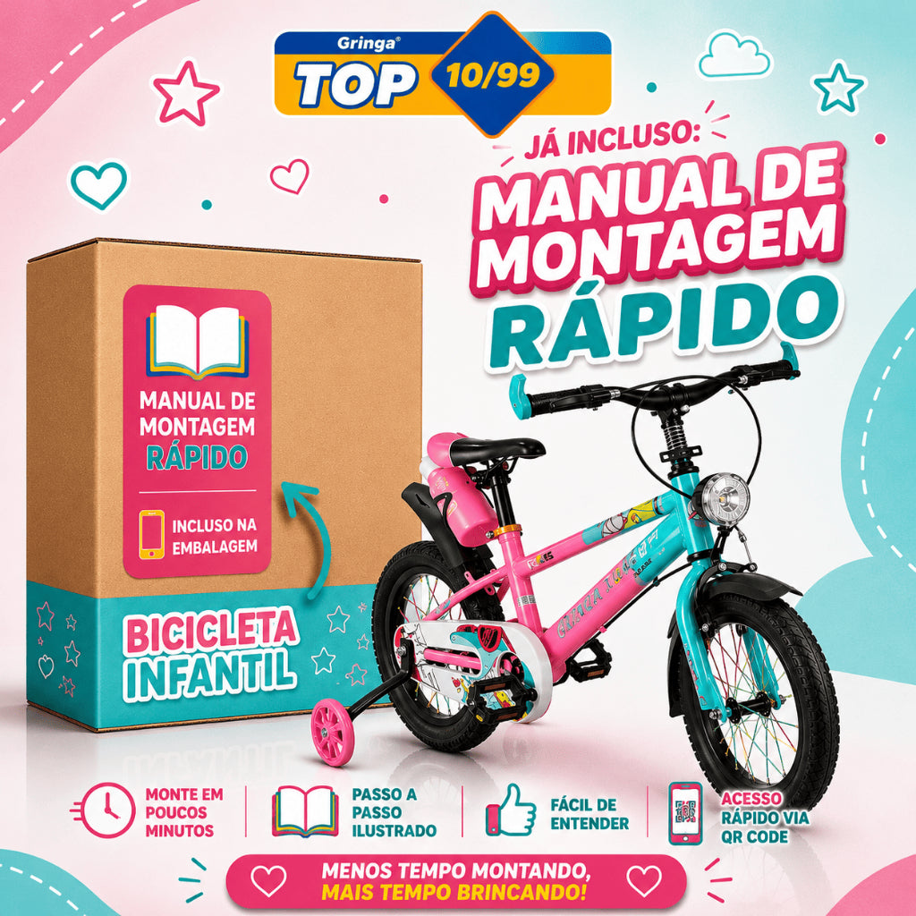 Bicicleta Infantil Aro 14 rosa 3 a 7 Anos Estilo Shark com LED + Pneu Grosso + R